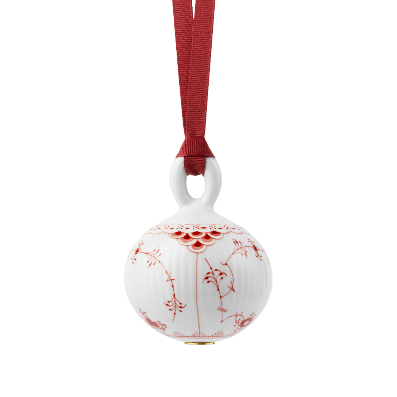 Royal Copenhagen Stjerne Riflet Jul rød halvblonde julekugle 9,5 cm