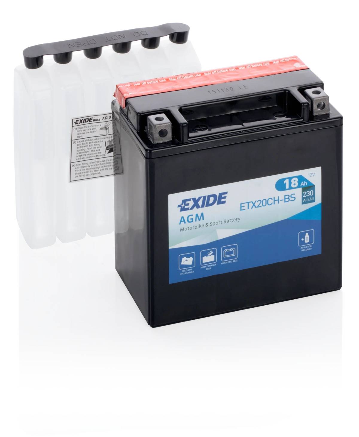 Startbatteri MC - Exide ETX20CH-BS - 12V (18ah)