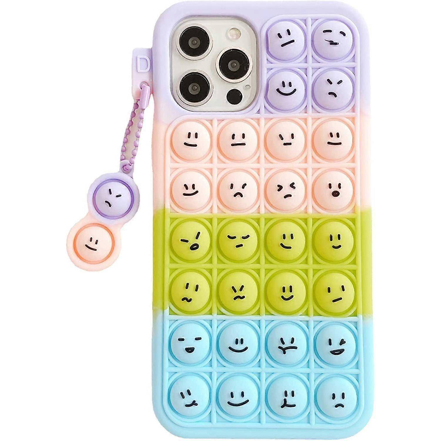 Pop It Phone Case iPhone 12/12 Pro  , Simple Dimple Fidget Toys Case, Silicone Protective Shockproof (Color-1,iPhone 12/12 Pro)