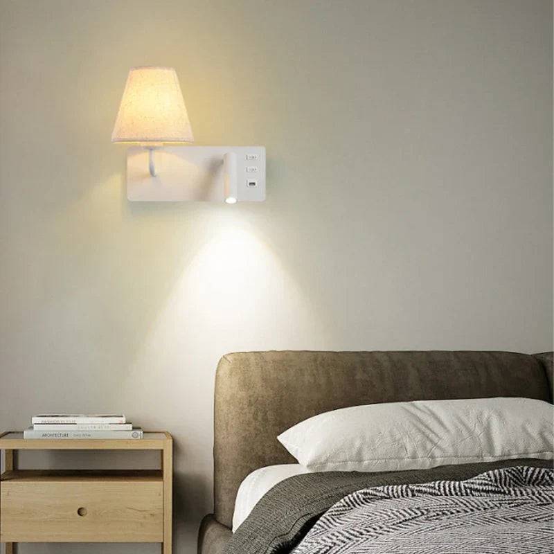 LuminoWall - Minimalistisk USB Vägglampa med Läsbelysning - Vit Vänster / Kallvit (5.500-7.000 K)