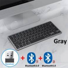 Bluetooth 5.0 & 2.4g trådlösa tangentbord och mus combo mini multimedia tangentbord mus set för laptop pc tv ipad macbook android - Grått tangentbord