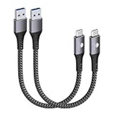 CONMDEX USB C-kabel kort 30 cm/0,3 m [2 stycken] 10 Gbps USB3.1 Gen2 datakabel typ C Android bil QC3.0 3,1 A USB A till C snabbladdare för Samsung Note20 Galaxy S23/S22/S21 Galaxy Z Flip4 Tab S8 Pixel