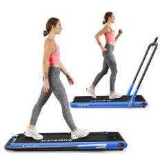 Elektriskt löpband 1-12 km/h LED-display Vikbar motionscykel Fitnessmaskin 120 kg Marinblå