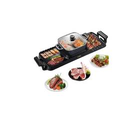 Elektrisk BBQ Pandegrill Hot Pot, 2400W Dobbelt Temperaturkontrol, Nonstick Design til 1-8 Personer.