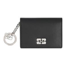 Ganni, Accessories , Dame, Sort, ONE SIZE, Læder, Glitter Logo Kortholder med Nøglering