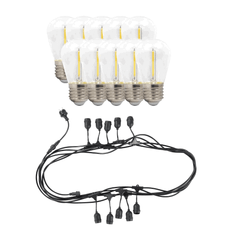 Utomhus ljusslinga med lampor | 10m | inkl. 10 st. Plastlampa | 2700K