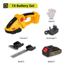 NEWBENY elektrisk häcksax 2 IN 1 sladdlös effektiv hushållsbeskärningssåg Uppladdningsbara elverktyg för Makita 18V batteri NO Battery-Yellow
