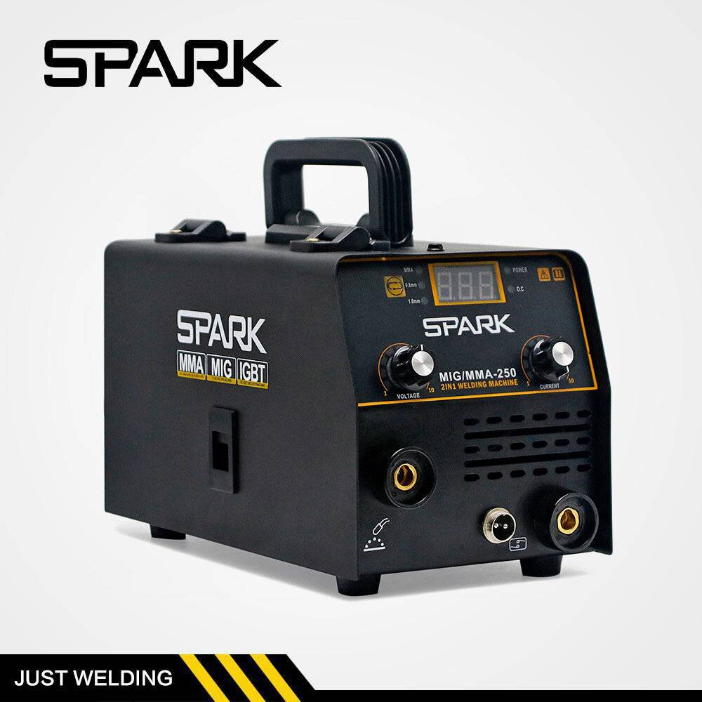 SPARK MIG250 HalvautomatiskEj Gas Svetsmaskin MIG Svetsare Med 1KG Flödeskärna 0.4-4mm För Gasfri Järnsolderingsverkty