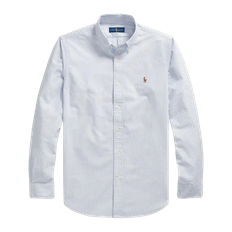 Polo Ralph Lauren Custom Fit Oxford Long Sleeve Stripe Shirt - Blue & White / Large