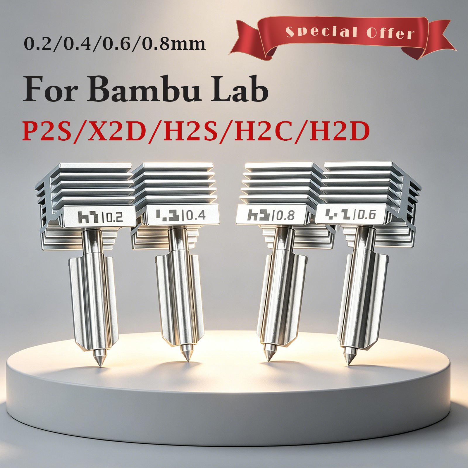 For Bambu Lab P2S/X2D Standard Flow All-Metal X2D Hotend 0.4mm Hardened Steel Nozzle Kit Quick-Swap Fast Replacement Hotend
