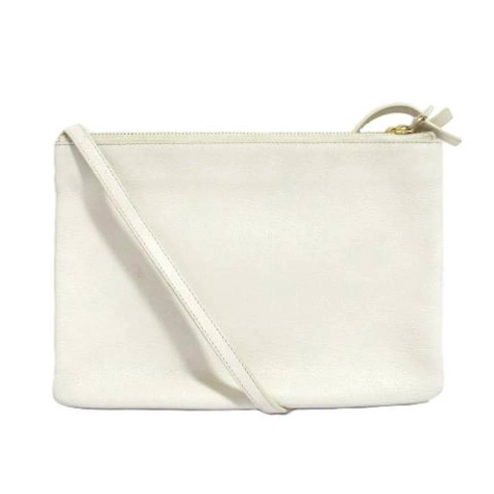 Celine Vintage Pre-owned Trio Læder Skuldertaske - Vintage - Dame - Hvid - ONE SIZE - Uld