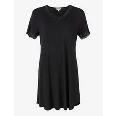 Lady Avenue Silk Jersey - Nightgown w.sleeve - Alla hjärtans dag - BLACK / black