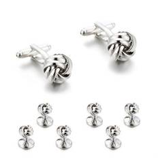 Manchet &amp; Brystknappe sæt Silver Knot
