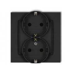 Karlik Mini 12MGP-2s dobbelt jordet stikdåse SCHUKO 2x2P+Z uden elektrisk afblændingsmåtte sort