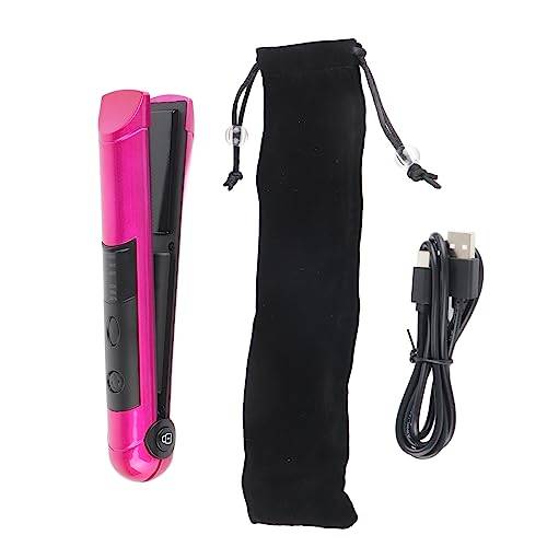 Plattång För Hår, USB-uppladdningsbar Multifunktionell Mini-plattång Locktång, 3 Temperaturjusterbar Bärbar Hårstylingverktyg Rose Red