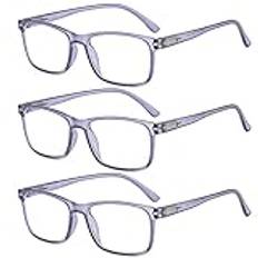 Suertree Blåljus Leserille 3-pack blåljusfilter glasögon datorglasögon synhjälp ögonoptik läshjälp för kvinnor män 2,5 x