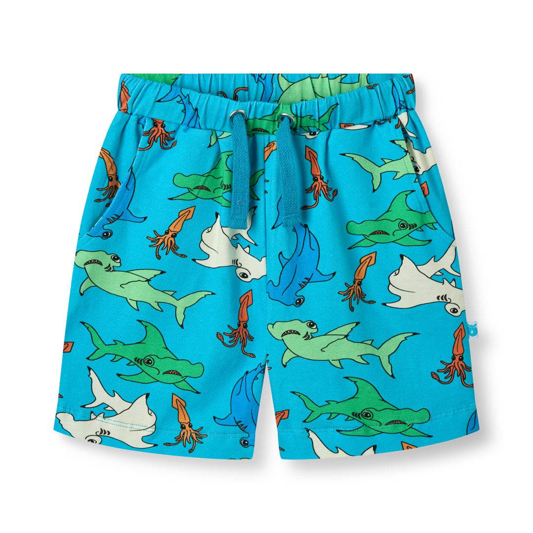 Shorts med hammerhajer - Blue atoll / 3-4