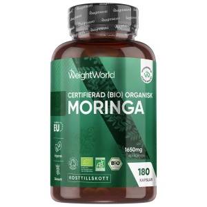 Ekologisk Moringa 1650 mg, 180 kapslar - Moringa-tillskott för blodsocker, blodtryck och kolesterol