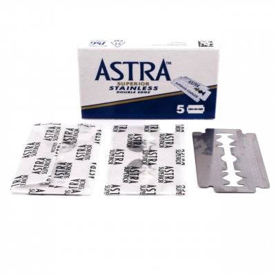Astra (Blue) Superior Stainless Dubbeleggade Rakblad 50-pack (Prenumeration: Var fjärde månad)