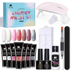 15ml forlængelsesgel neglekit med mini neglelampe UV forlængelsesgeler børste falske negletips negleforlængelsestips klip base coat top coat til neglekunst