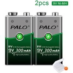 Palo 9v 6 f 22 ni-mh 9v laddningsbart batteri+smart batteriladdare för 1.2v aa aaa nimh nicd batteri för 9v laddningsbara batterier - 2 st