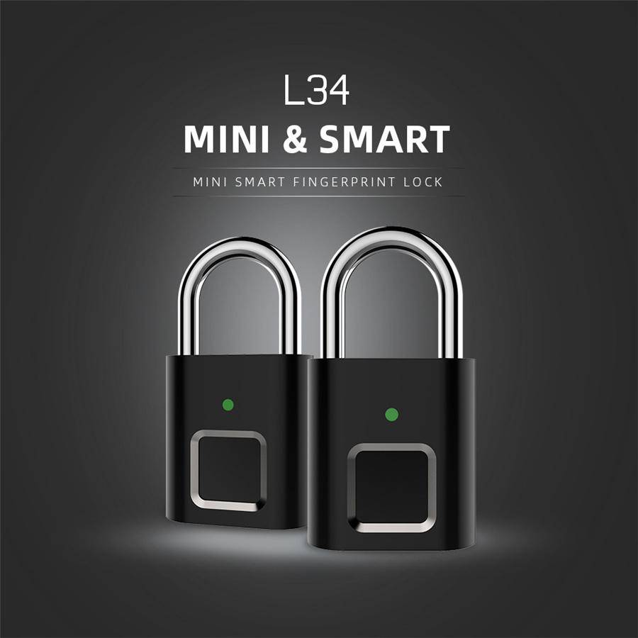 USB Rechargeable Smart Fingerprint Padlock Mini Security For Locker Bag Suitcase