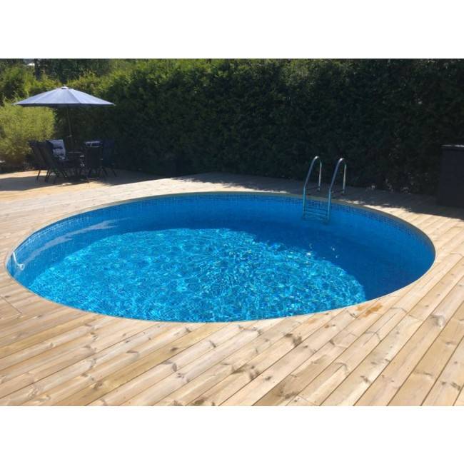 Stålväggspool Premium Rund Ø 4,2 x 1,5 m med Carrara liner