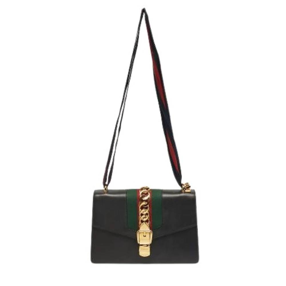 Gucci Vintage Pre-owned Læder Skuldertaske - Vintage - Dame - Sort - ONE SIZE - Uld
