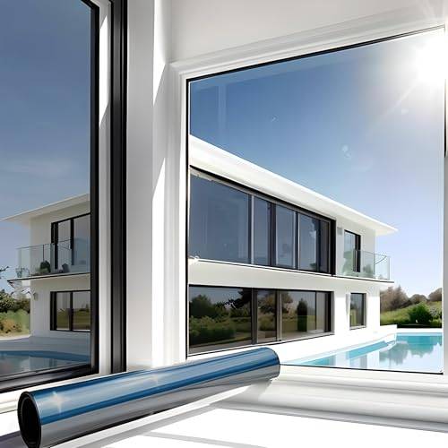 MARAPON® Spegelfolie, insynsskydd för fönster (75 x 200 cm), fönsterfilm, solskydd på utsidan, utan rester, spegelfilm, solskyddsfilm, förmörka takfönster