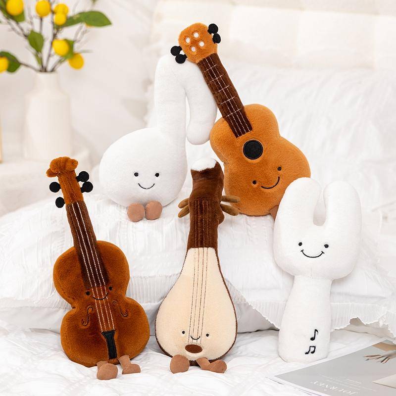 Söt Musikaliskt Gosedjur Mjuk Violin 30cm Gitarr Pipa Stämgaffel Uppstoppad Docka Instrument Gåva för Barn Musikälskare Heminredning