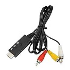 AV Till HDMI-kabel, 3 RCA Till HDMI Ljudvideoomvandlarkabel för N64, STB, VHS, VCR, DVD-spelare, 3,3 Fot