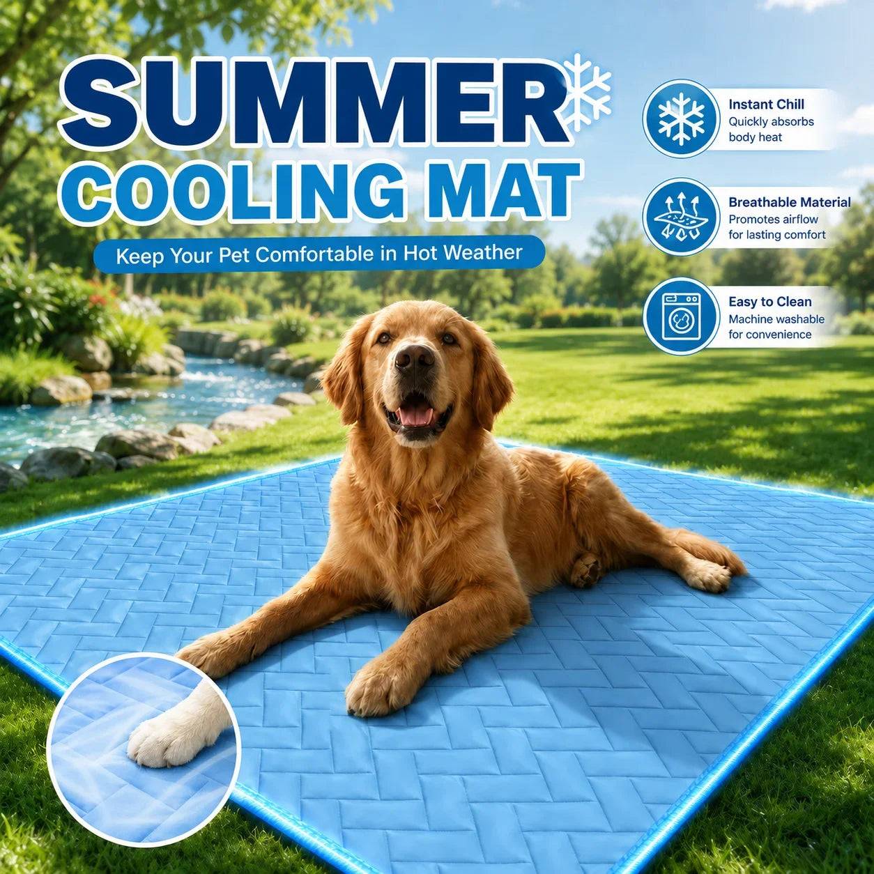Breathable Cooling Mat for Dogs & Cats — Washable Summer Ice Pad in 4 Sizes, Single or Twin Pack - 2pcs / M (40x50cm) (M (40x50cm))