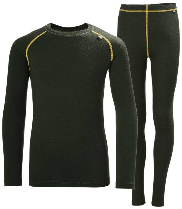 Helly Hansen Juniors' HH Merino Mid Set Skiundertøj Børn - Pine Green / 164 cm / 14 år