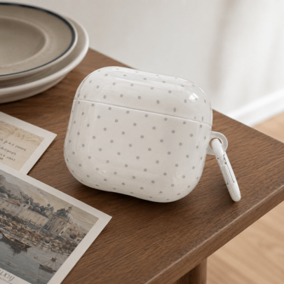 Koreansk stil minimalistiskt vitt basgrått prickigt hörlursfodral med hängring, passar för Airpods 5:e generation, nytt sött hörlursfodral Apple Airpo (Multi-size)