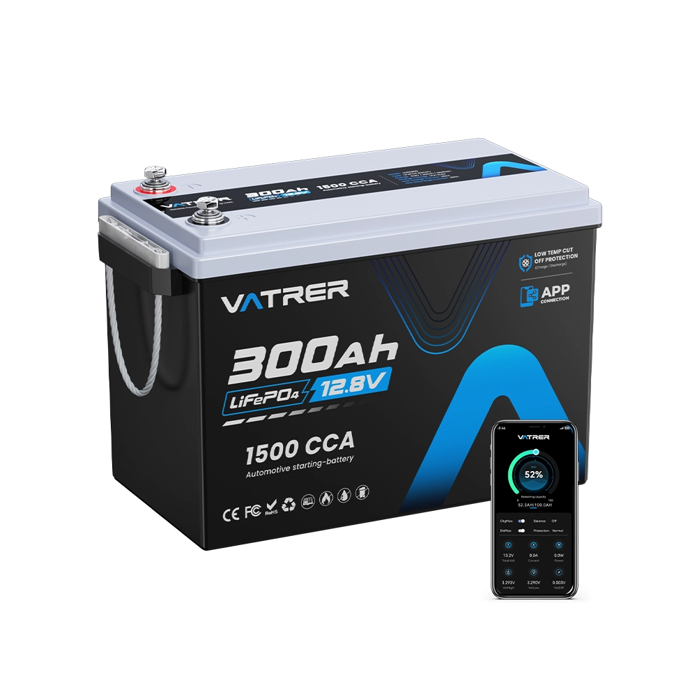 Vatrer 12V 300Ah Bluetooth LiFePO4 Lithium Battery EU - 2 PACK