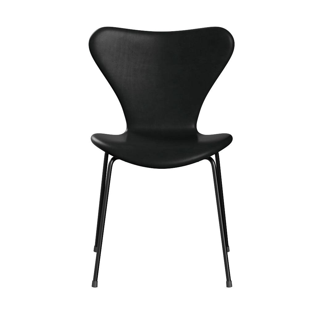 Fritz Hansen - 3107 stol, fuldpolstret i Grace læder Sort læder - Sort stel - Jacobsen Plus
