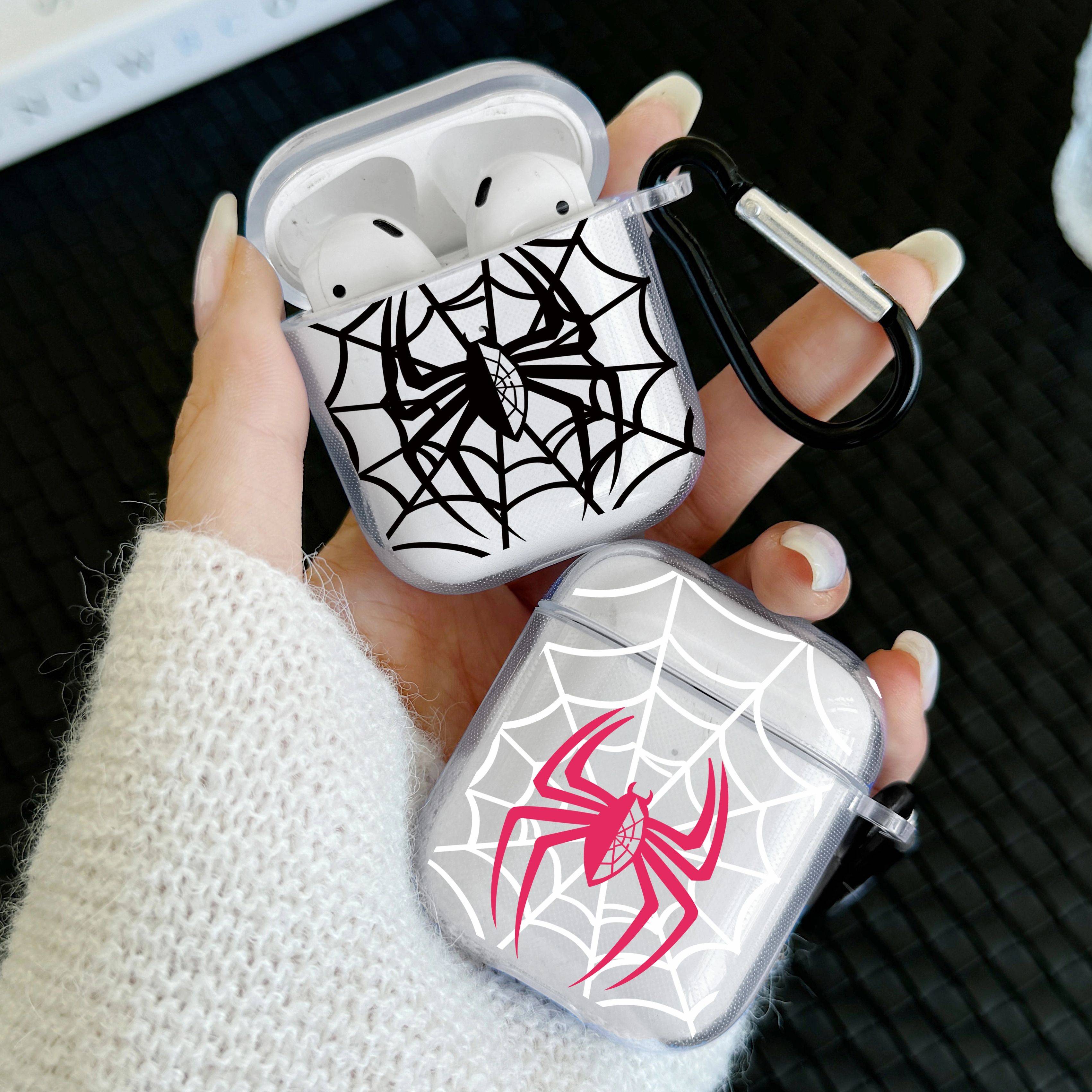 Transparent Spider Headphone Case For Airpods Pro 3/Pro 2/Pro Soft Cover For AirPods 1 2 3 4 Rose Red Headphone Protective Case