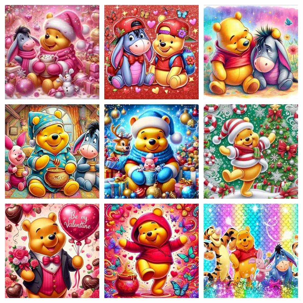 Disney Nalle Puh 5D Diamantmålning Full av Diamanter Handgjord DIY Tecknad Dekorativ Målning Diamantklistermärke Kit