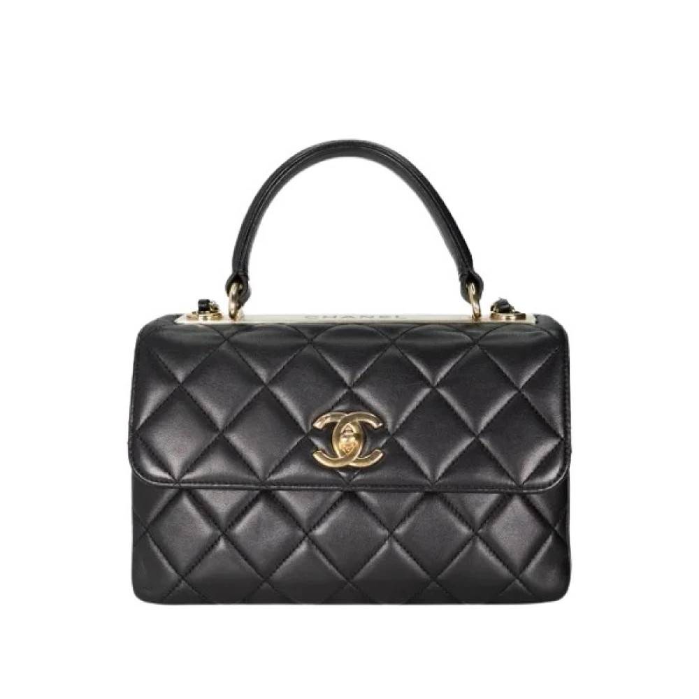 Chanel Vintage Pre-owned Top Handle Taske - Vintage - Dame - Sort - ONE SIZE - Uld
