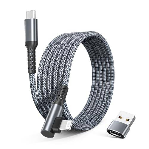 Basesailor Vinklad USB-C till Lightning-kabel 2 M med USB-A Adapter