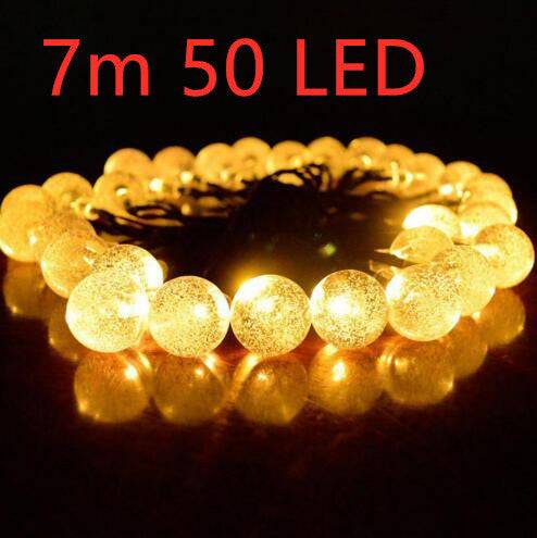 Crystal solar power of the led lamp string lights christmas lights solar garden outdoor decoration for christmas - Warm white / 7M 50 LED