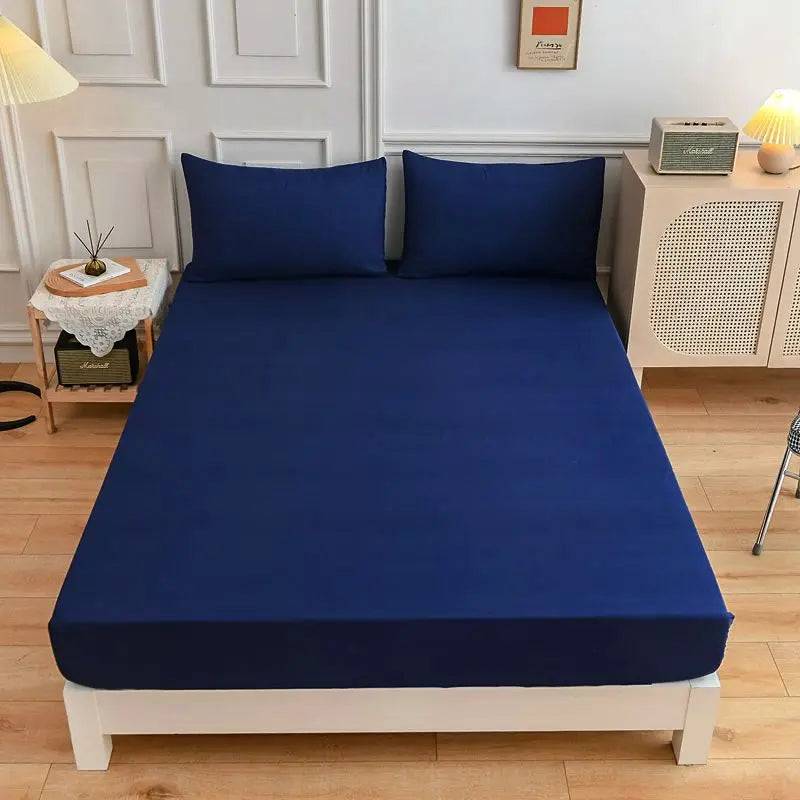 Kuup High Quality Fitted Sheet 90/180/150x200 Cm Mattress Cover Elastic Band Bed Sheet Queen King Size No Pillowcases Included - 1s zang qing / 90x200cm