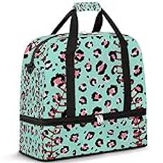 Softboll, färg, leopard, resväska, duffelväska för kvinnor, män, leoparddesign, helg, övernattningsväskor, vikbar, våt separerad 47 l tygväska för sport, gym, yoga, Färg, 47 L, Väskorganiserare