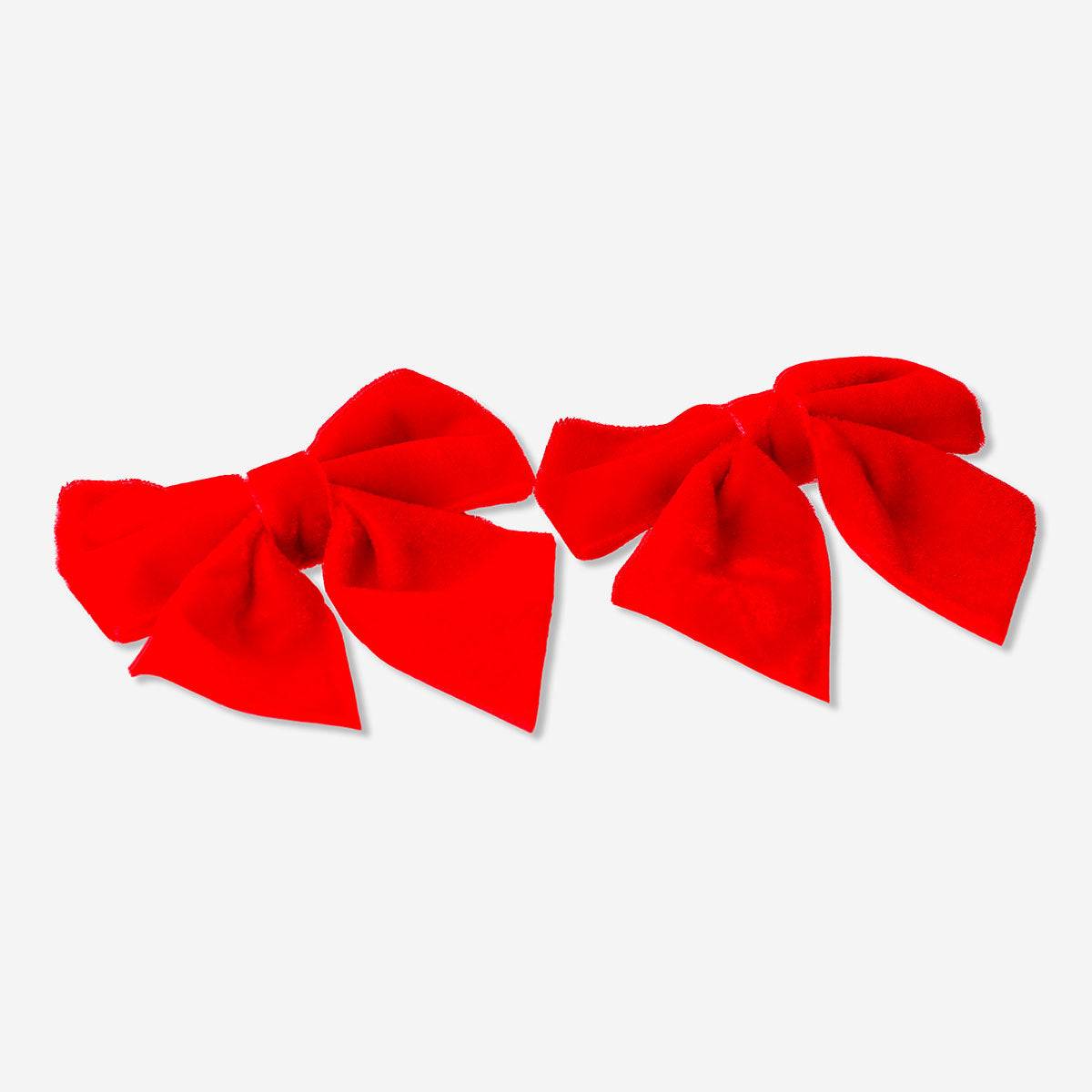 Hair clips - Red velvet bows
