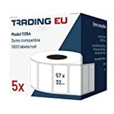 Labeltrade 5X etikett kompatibel med Dymo 11354 57 x 32 mm 1000 etiketter per rulle