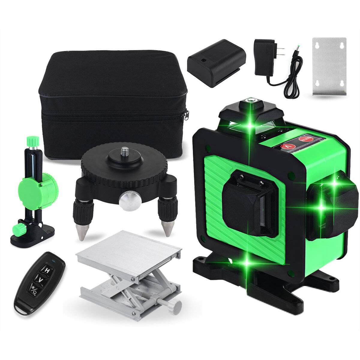 16 Linje 360 Horisontell Vertikal Kors 3D Grön Ljus Laser Nivå Självnivellerande Mätning Super Kraftfull Laserstråle