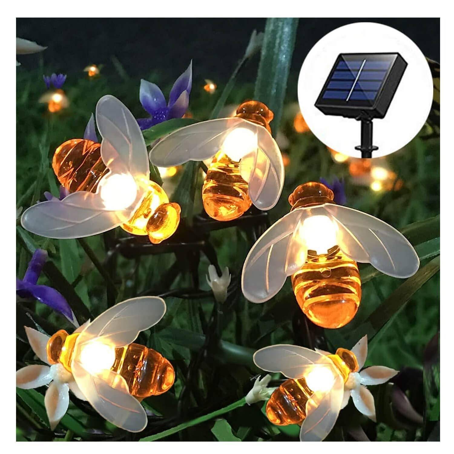 Solar New String Lights 20Led Little Bee Christmas Lanterns Flashing Lights Christmas String Lights Garden Decoration Lights - E / 1PCS