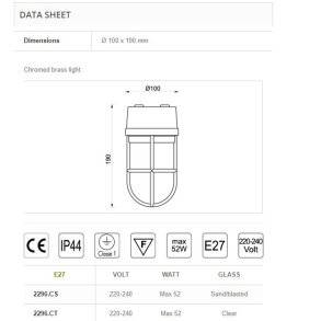 RUFLAMPE loft-19 cm-IP44 Messing