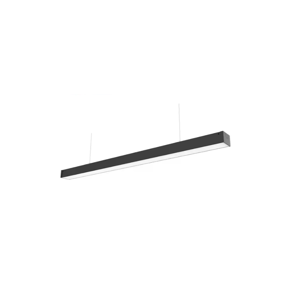 36W LED lysskinne - 120cm, 120 lm/W, Sort, loftlampe til kontor, inkl. wireophæng - Farve på hus : Sort, Kulør : Varm