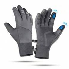 1 Pair Of Gray And Black Outdoor Sports Style Warm Reflective Gloves For Men And Women In Winter, With A Reflective Strip Design On The Back Of The Hand, Reflective Riding Gloves At Night, Thick Shock-Absorbing And Anti Slip Palm Pad, Two Finger Touch Screen Gloves, Soft And Wear-Resistant Fabric Suitable For Fitness, Running, Weightlifting, Volleyball, Badminton, Skiing, Cycling, Mountain Climbing, Dancing, Outdoor Camping, Fishing, Electric Bike, Thick Windproof Gloves